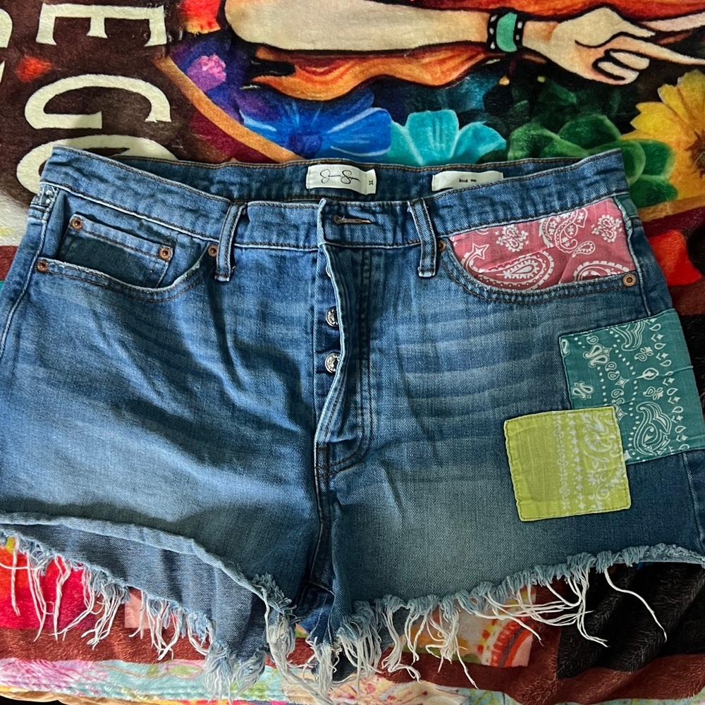 Patchwork Denim Shorts
